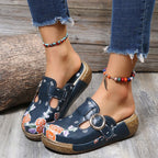 Orthopedic women's sandals with floral pattern