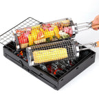 Grillkorb Edelstahl rollbar mit Holzgriff