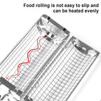 Grillkorb Edelstahl rollbar mit Holzgriff