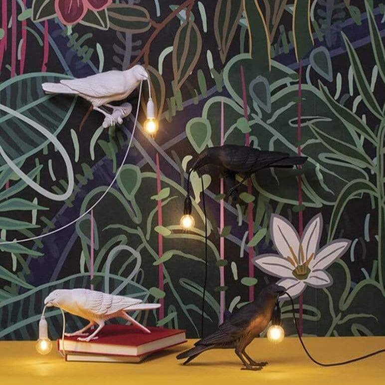 Raben-Tischlampe – Künstlerisches Design mit warmem Licht