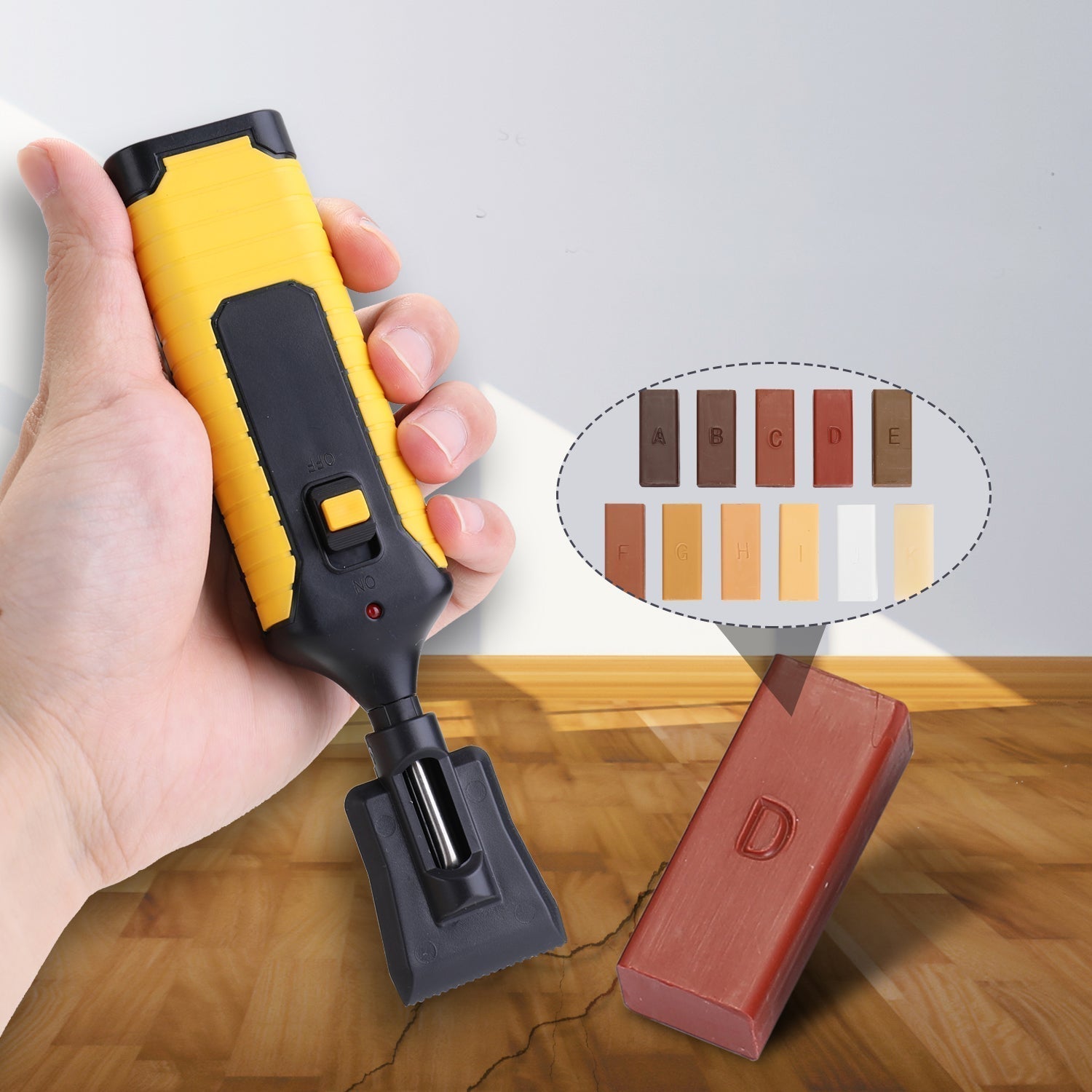 Laminat-Reparatur-Set mit elektrischem Wachseisen