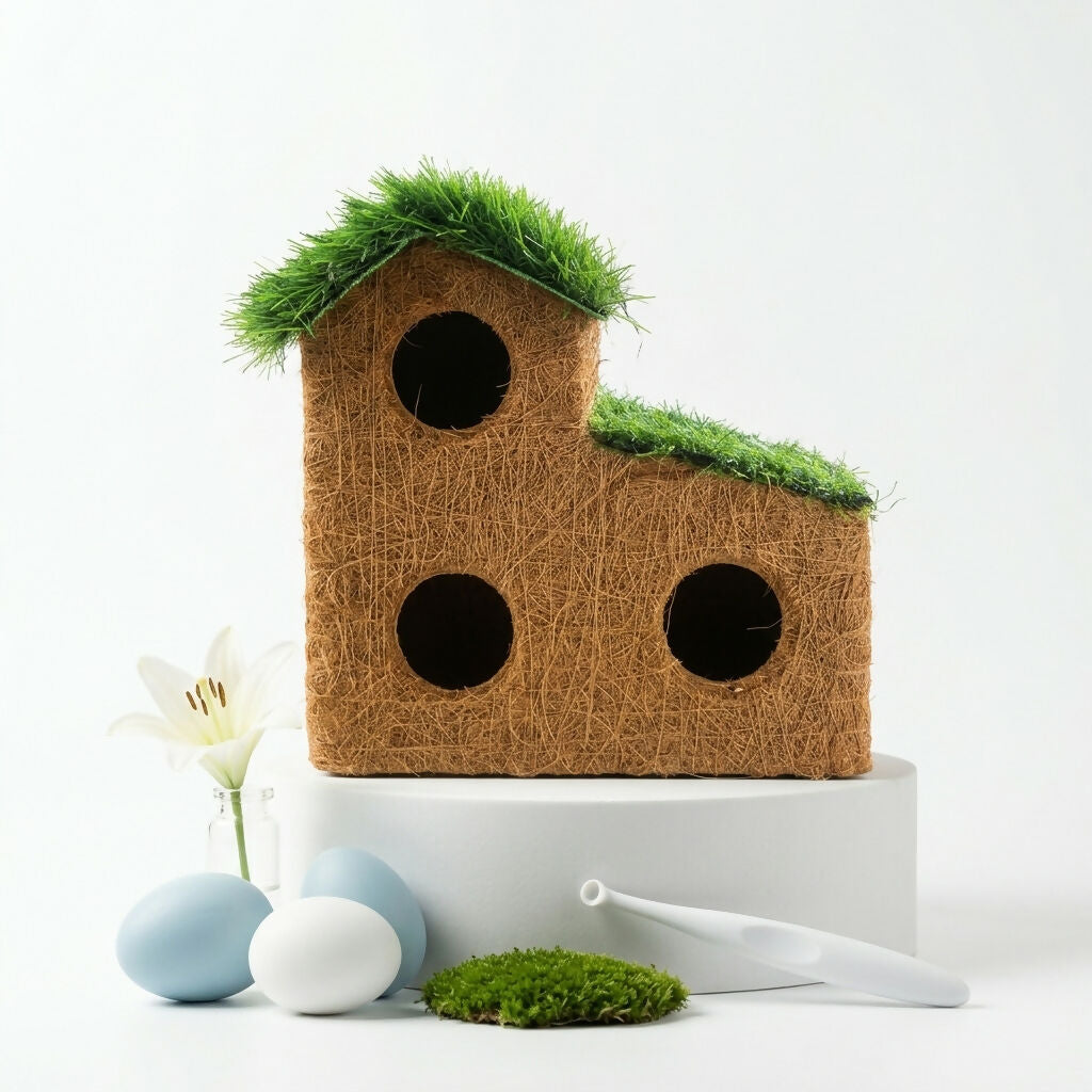 Vogelhaus Kokosfaser 3-teilig mit Grasdach für Garten