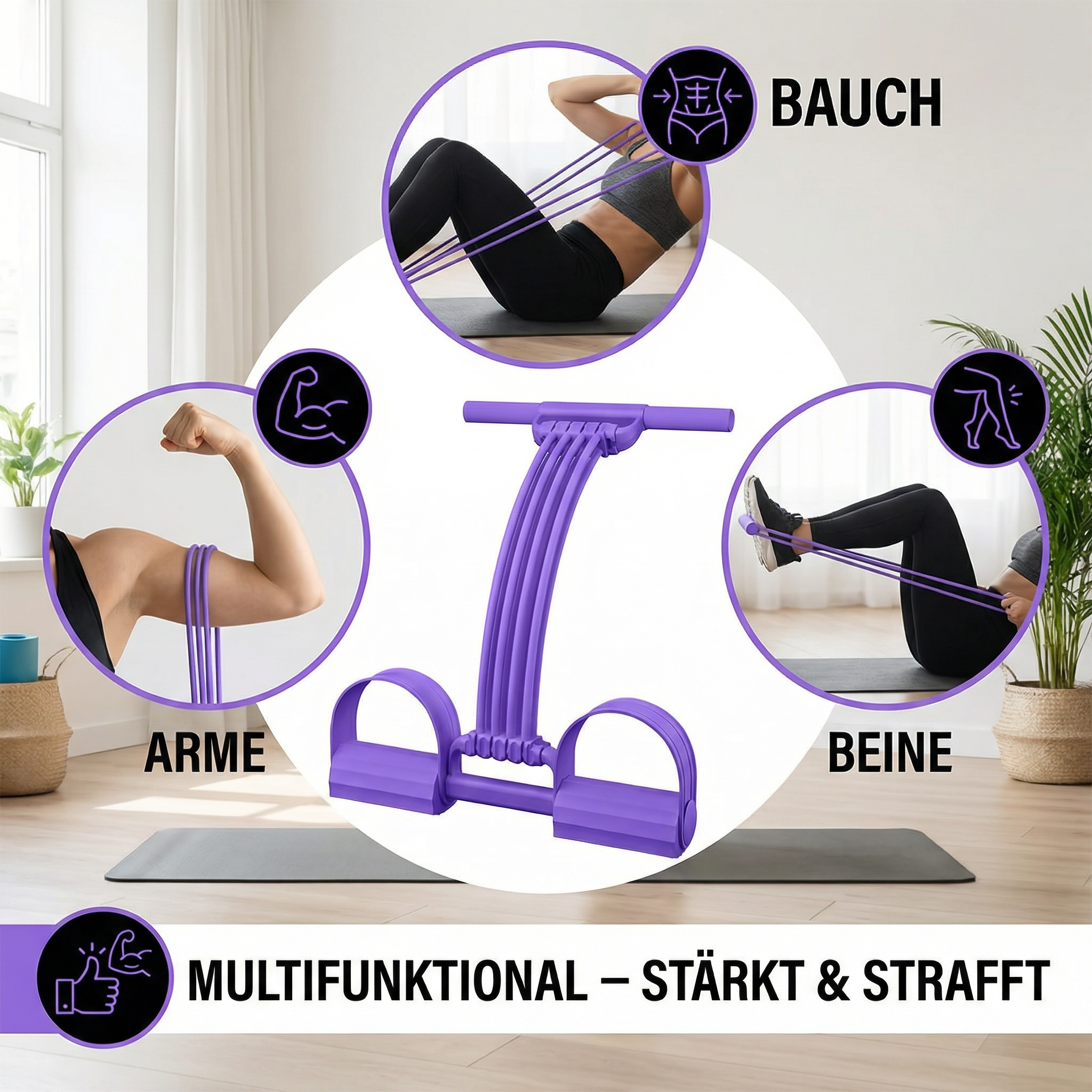 Fitnessband mit Fußstützen für Ganzkörpertraining