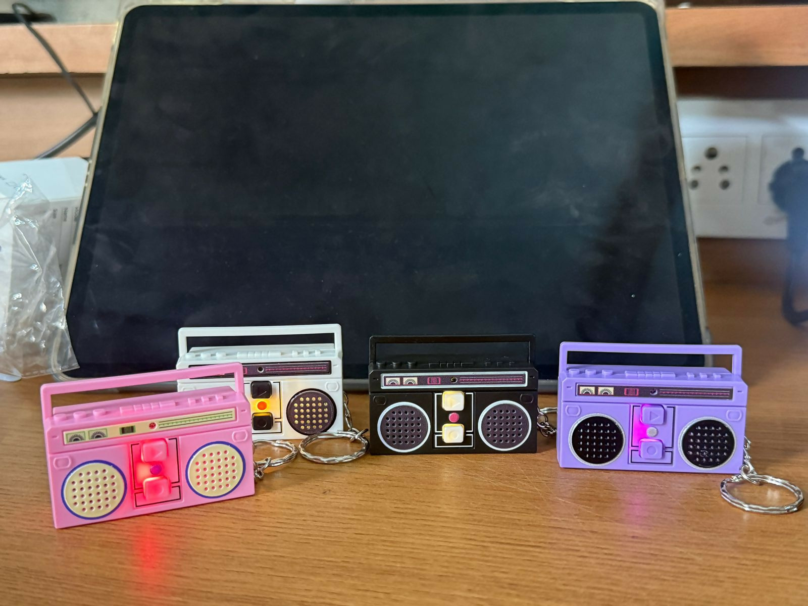 Mini voice recorder keychain in retro radio design