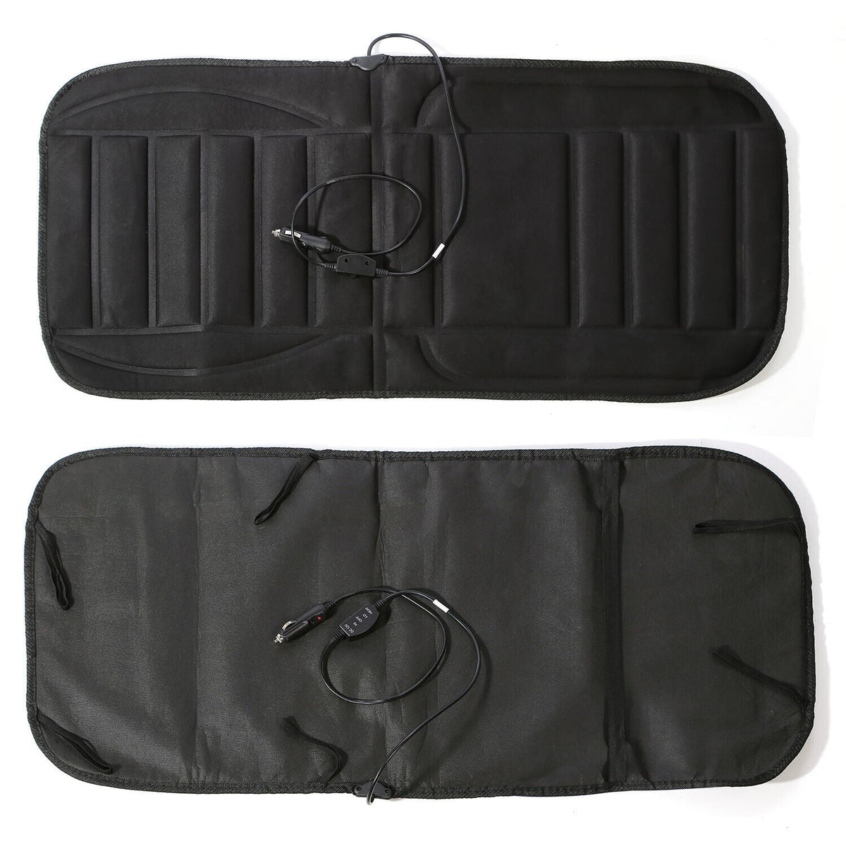 Car heated seat cushion, 12 V – heated back and seat, 2 heat settings, 97 x 48 cm