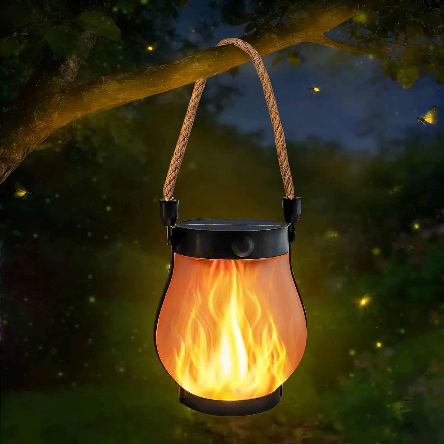Solar Flame Lantern – LED Flame Effect for Garden, Balcony & Terrace