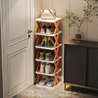 Foldable shoe rack with 3-7 tiers