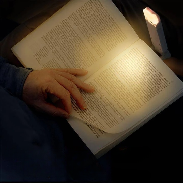 Clip-on reading lamp for books, USB rechargeable, 315° flexible neck, 3000 K