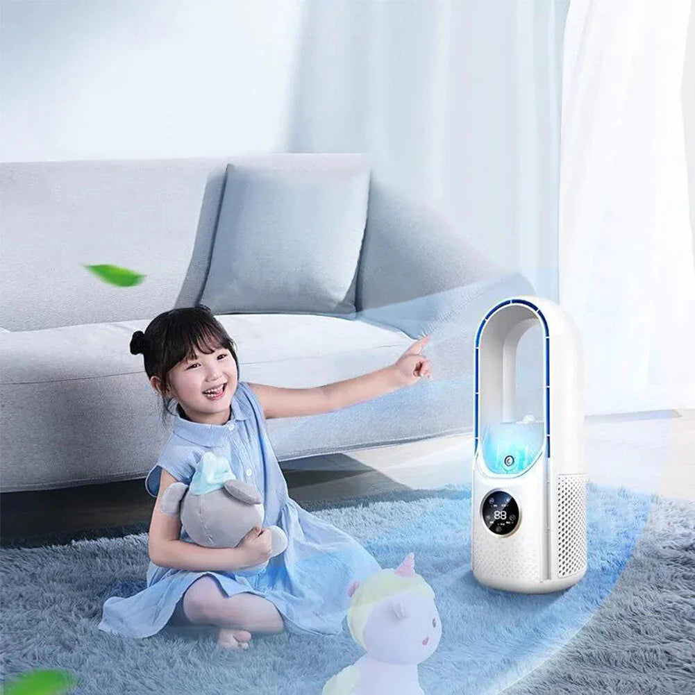 Klingelloser Tower-Ventilator mit Befeuchtung und Touch-Display