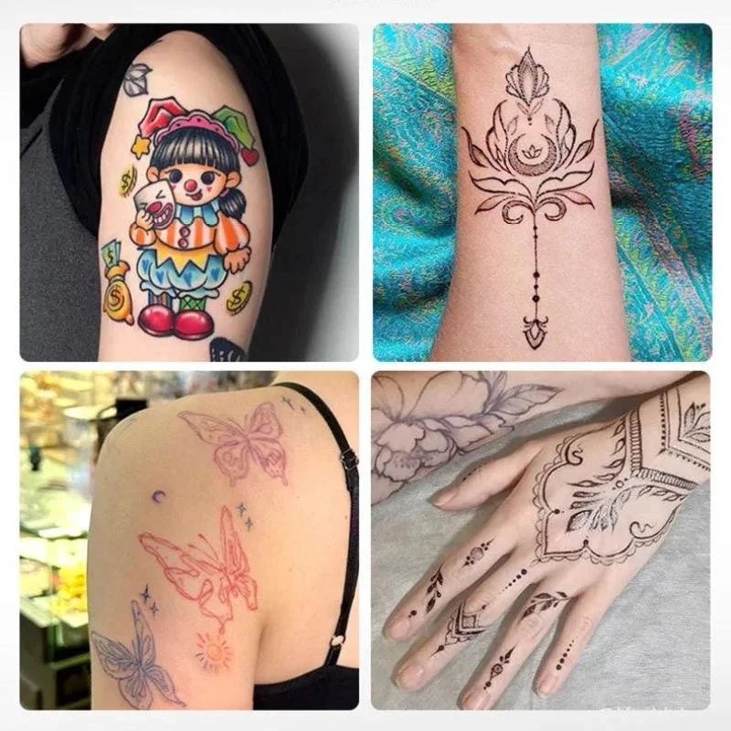 Temporäre Tattoo-Marker Set – 10 Farben mit Pinselspitze
