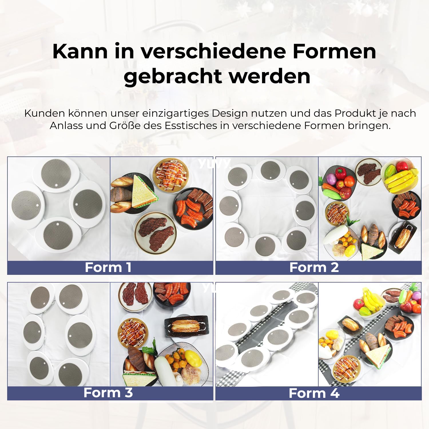 Rotating tray set for the dining table – 8 non-slip serving plates