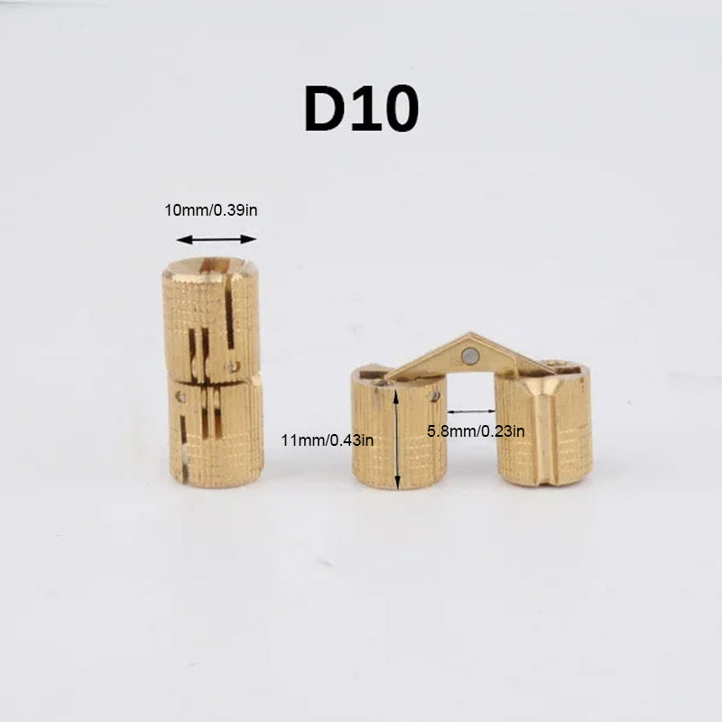 Concealed Brass Hinges – Invisible Cylinder Hinges - Set of 4