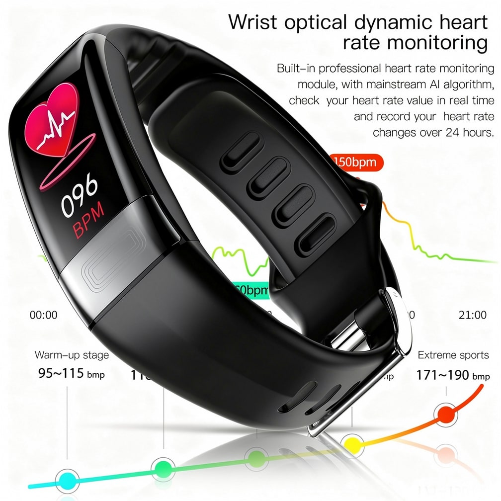 Smartwatch with ECG, Heart Rate, and Blood Pressure Monitoring