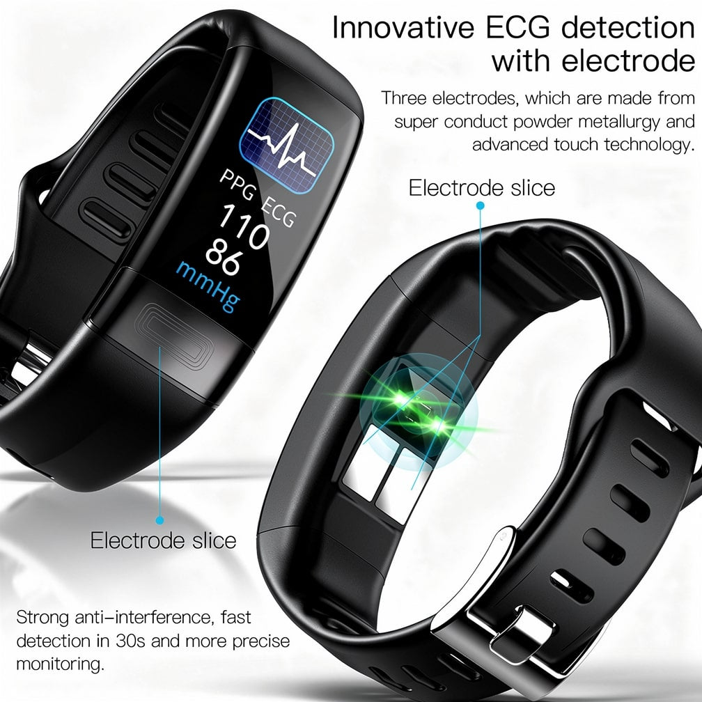 Smartwatch with ECG, Heart Rate, and Blood Pressure Monitoring