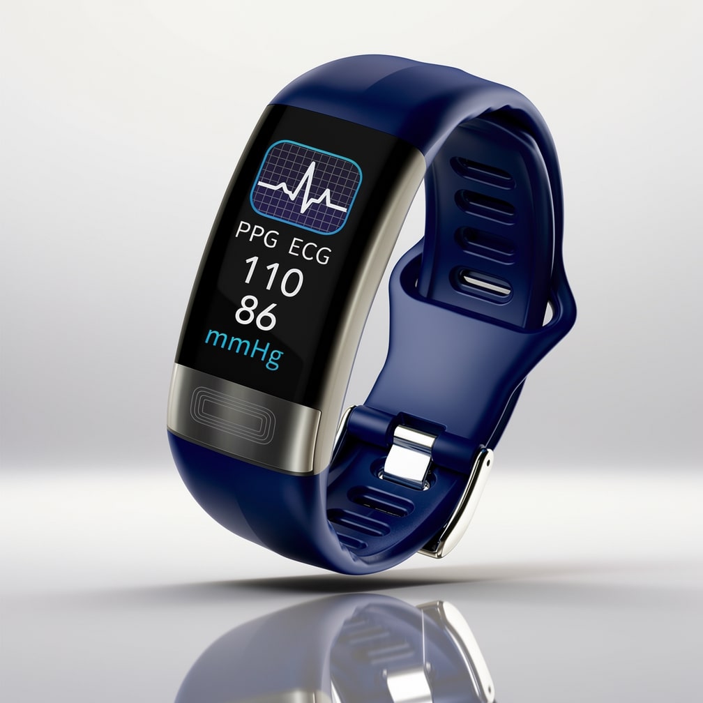 Smartwatch with ECG, Heart Rate, and Blood Pressure Monitoring