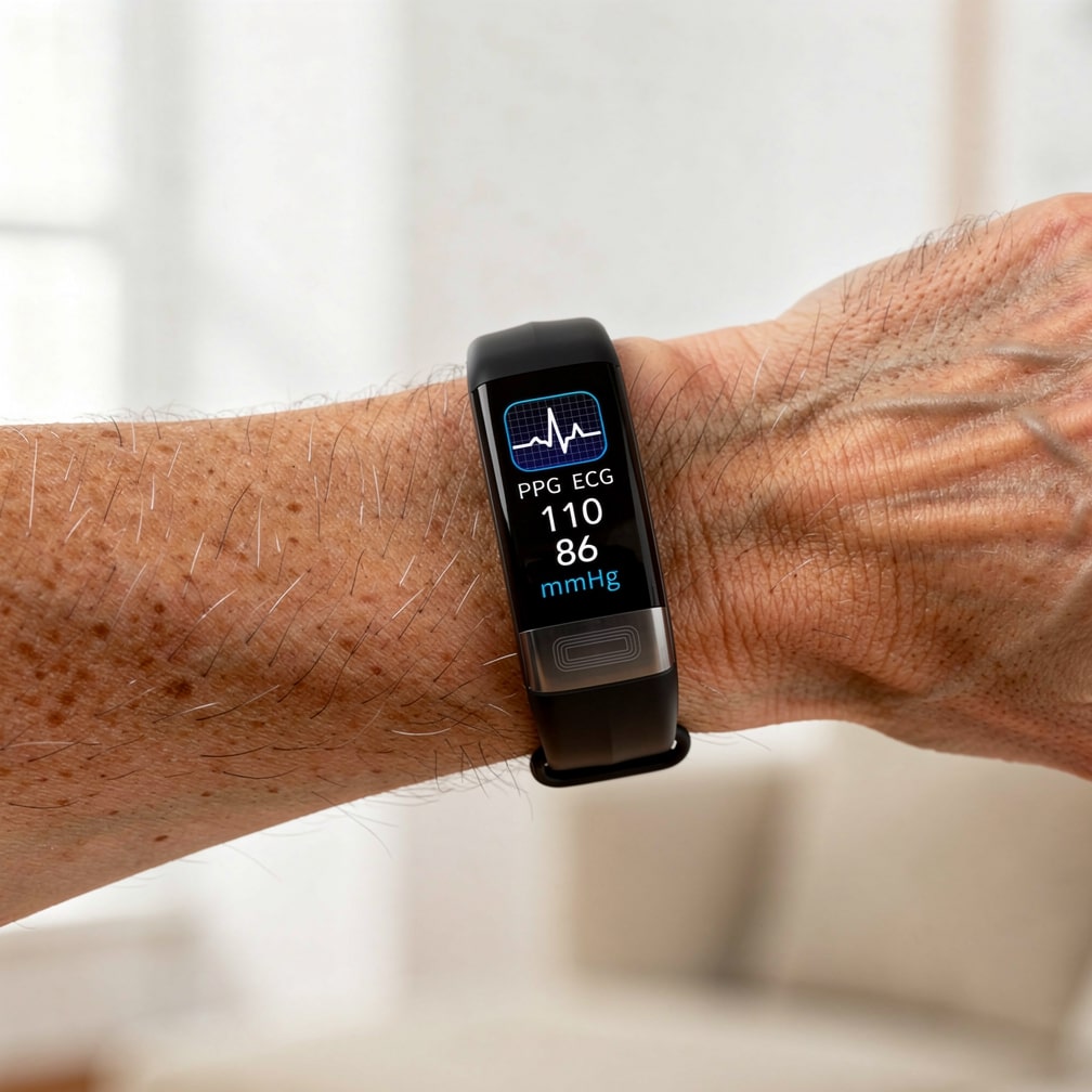 Smartwatch with ECG, Heart Rate, and Blood Pressure Monitoring