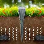 Solar pest repellent device with ground spike