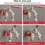 Double stainless steel faucet with two separate outlets
