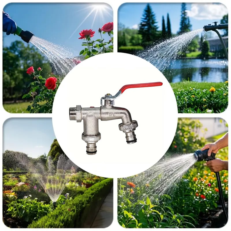 Double stainless steel faucet with two separate outlets
