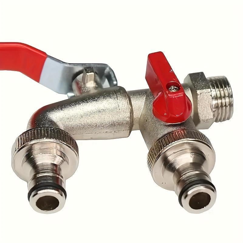 Double stainless steel faucet with two separate outlets