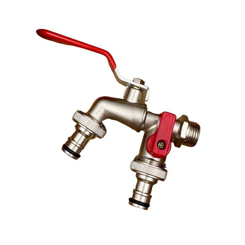 Double stainless steel faucet with two separate outlets
