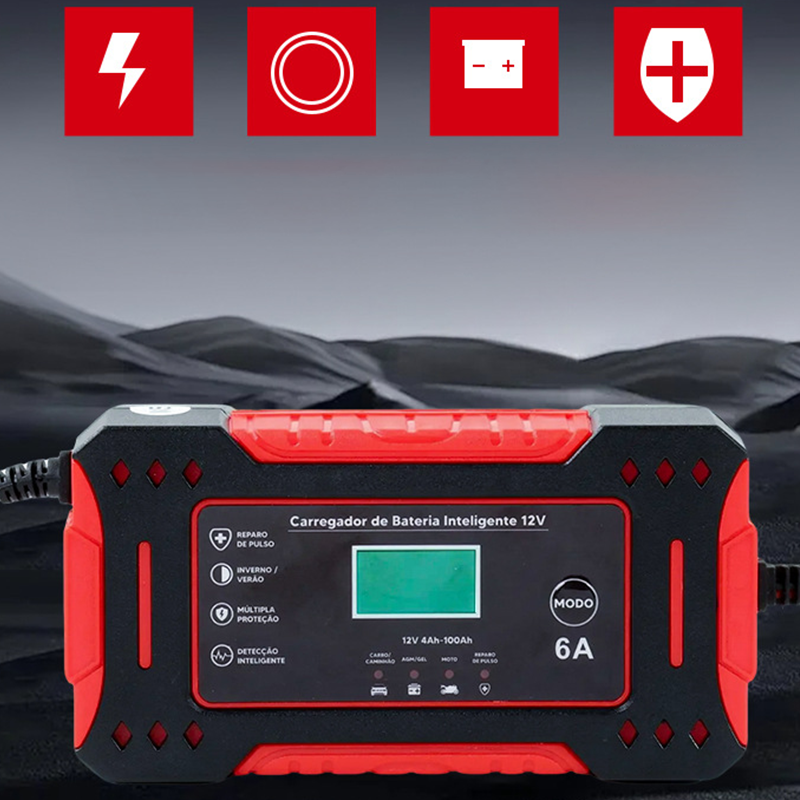 Kfz-Batterieladegerät 12V mit LCD-Display und Pulsreparatur