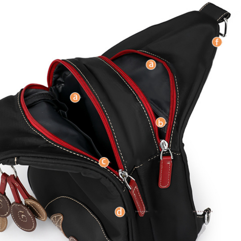 Damenrucksack aus Nylon – Vielseitig tragbar mit Blumenanhänger