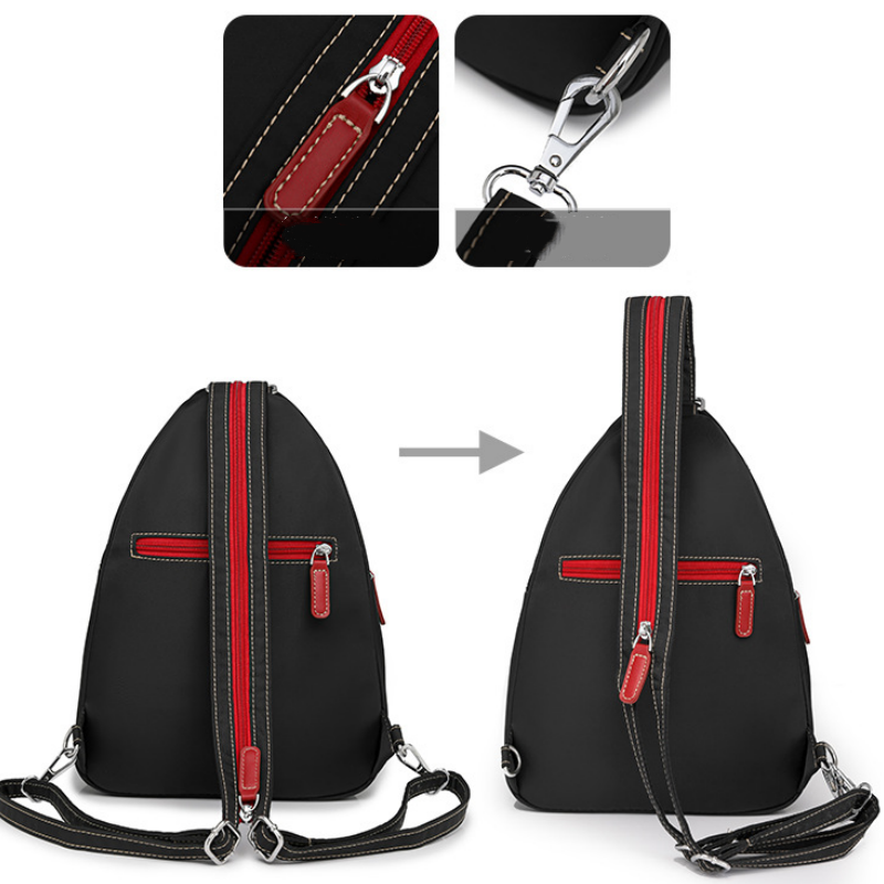 Damenrucksack aus Nylon – Vielseitig tragbar mit Blumenanhänger