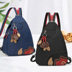 Damenrucksack aus Nylon – Vielseitig tragbar mit Blumenanhänger