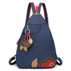 Damenrucksack aus Nylon – Vielseitig tragbar mit Blumenanhänger