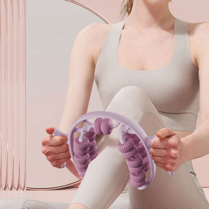 Massage roller for legs with ergonomic knobs