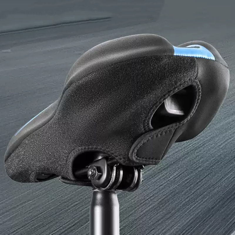 Bicycle saddle cover with memory foam and silicone gel