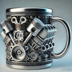3D Mug with Engine Block Design – Artistic Coffee Cup