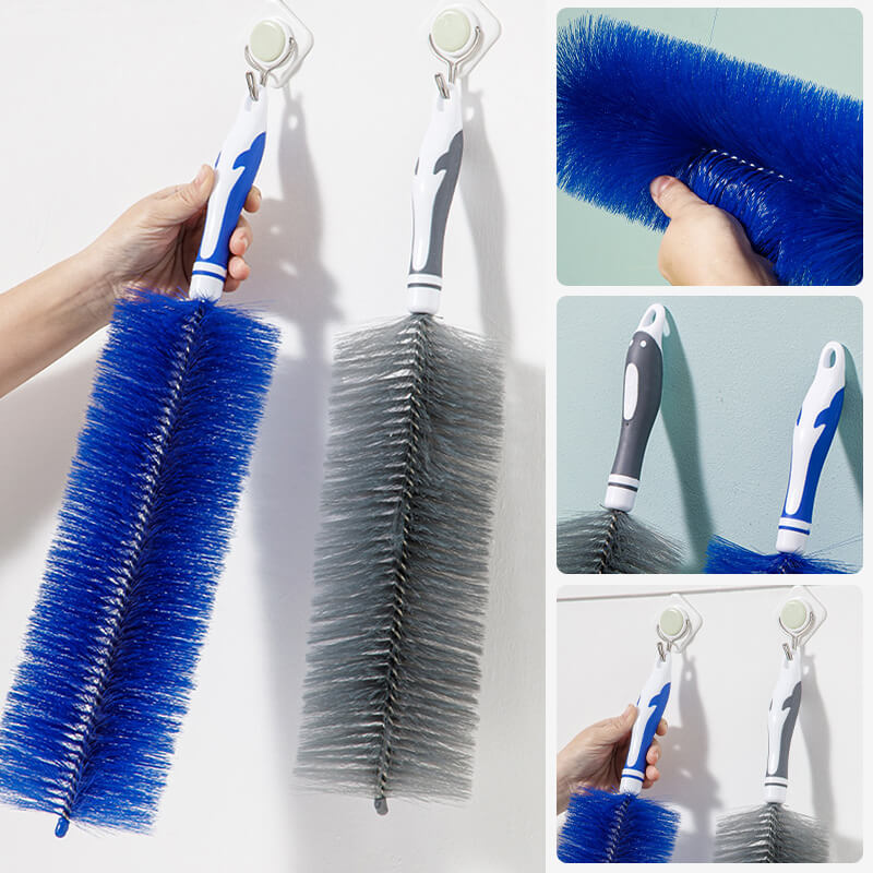 Flexible dust brush with telescopic handle and microfiber head