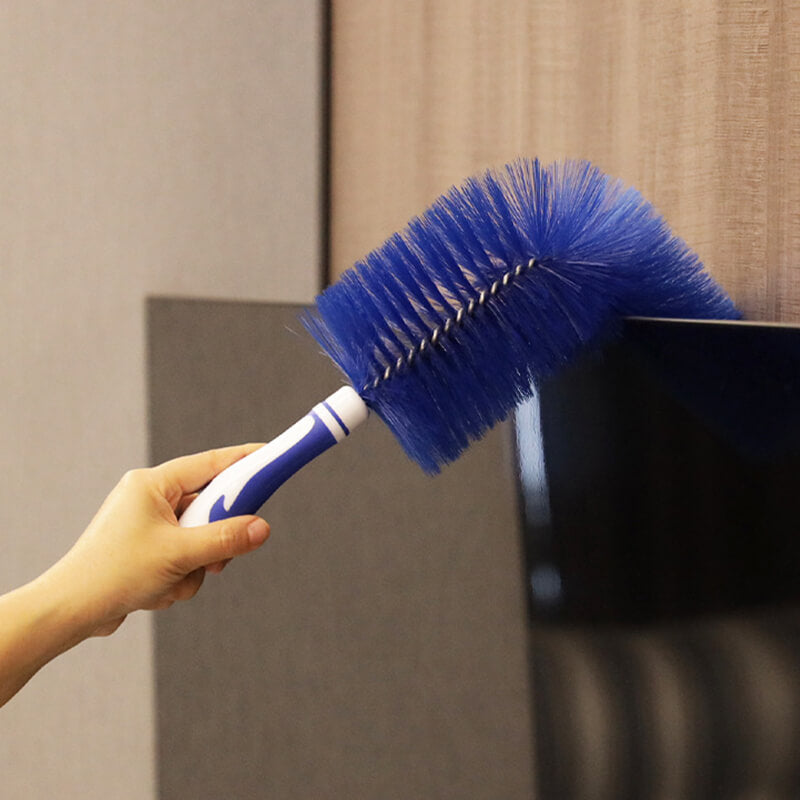 Flexible dust brush with telescopic handle and microfiber head