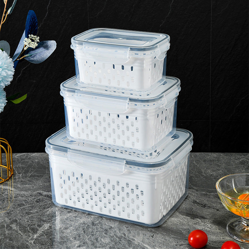 Refrigerator Storage Box Set 3-piece with Drip Tray