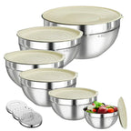 Edelstahl-Schüssel-Set 6-teilig mit Deckel und Reiben