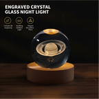 Crystal glass night light with 3D engraving