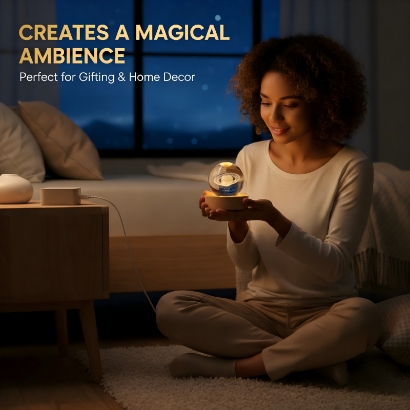 Crystal glass night light with 3D engraving