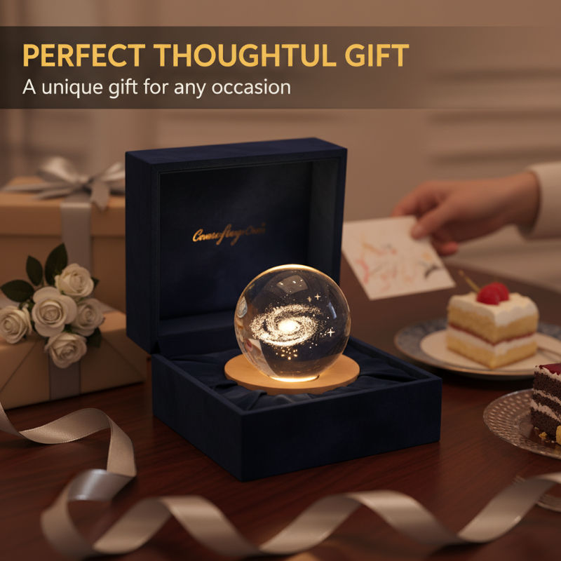 Crystal glass night light with 3D engraving