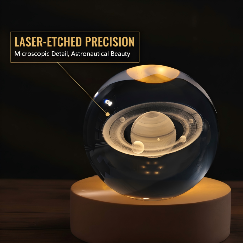 Crystal glass night light with 3D engraving