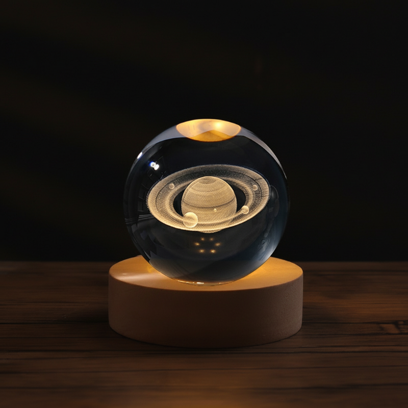 Crystal glass night light with 3D engraving