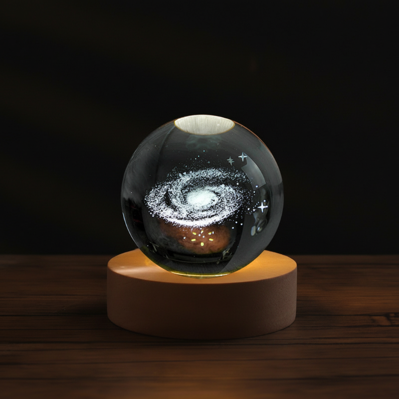 Crystal glass night light with 3D engraving