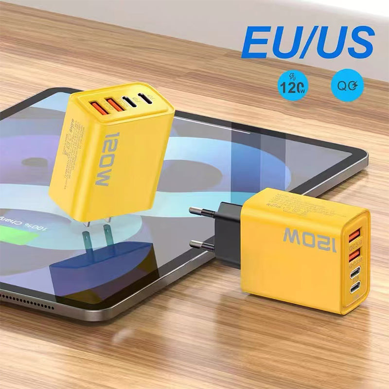 USB fast charger 4 ports – 65W and 120W with USB-C and USB-A