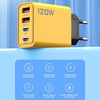 USB fast charger 4 ports – 65W and 120W with USB-C and USB-A