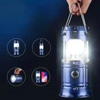 LED camping lamp solar USB power bank gold extendable 14-19 cm