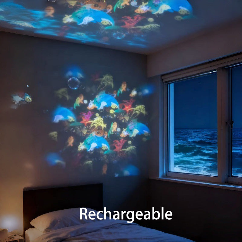 Rotating LED projector with ocean, Christmas, and snowflake effects