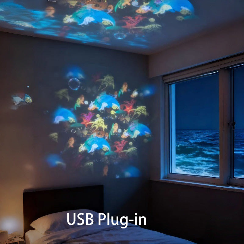 Rotating LED projector with ocean, Christmas, and snowflake effects
