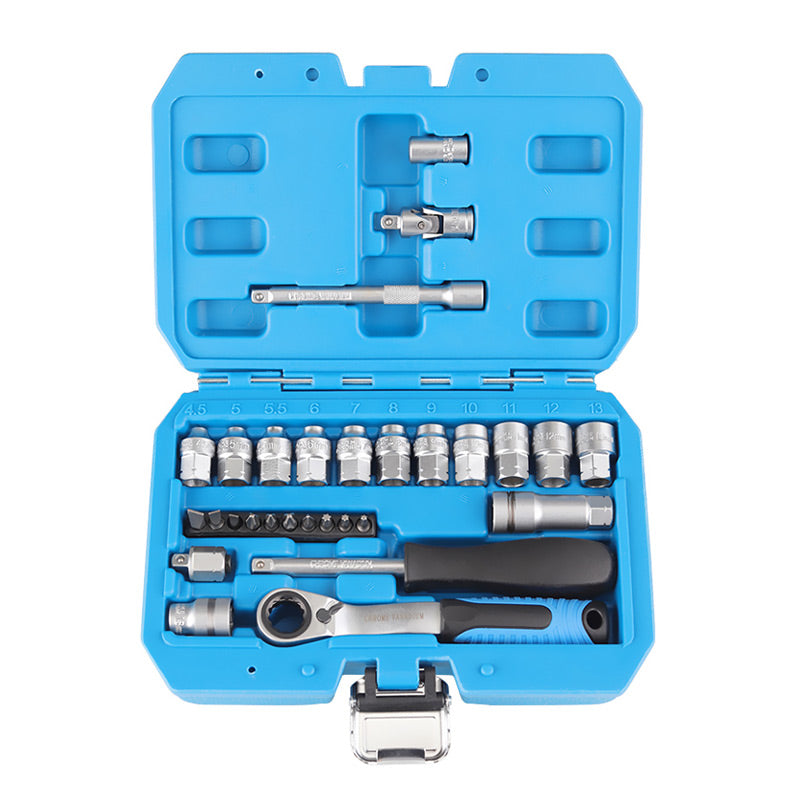 Ratschenschlüssel-Set mit Stecknüssen und Bits