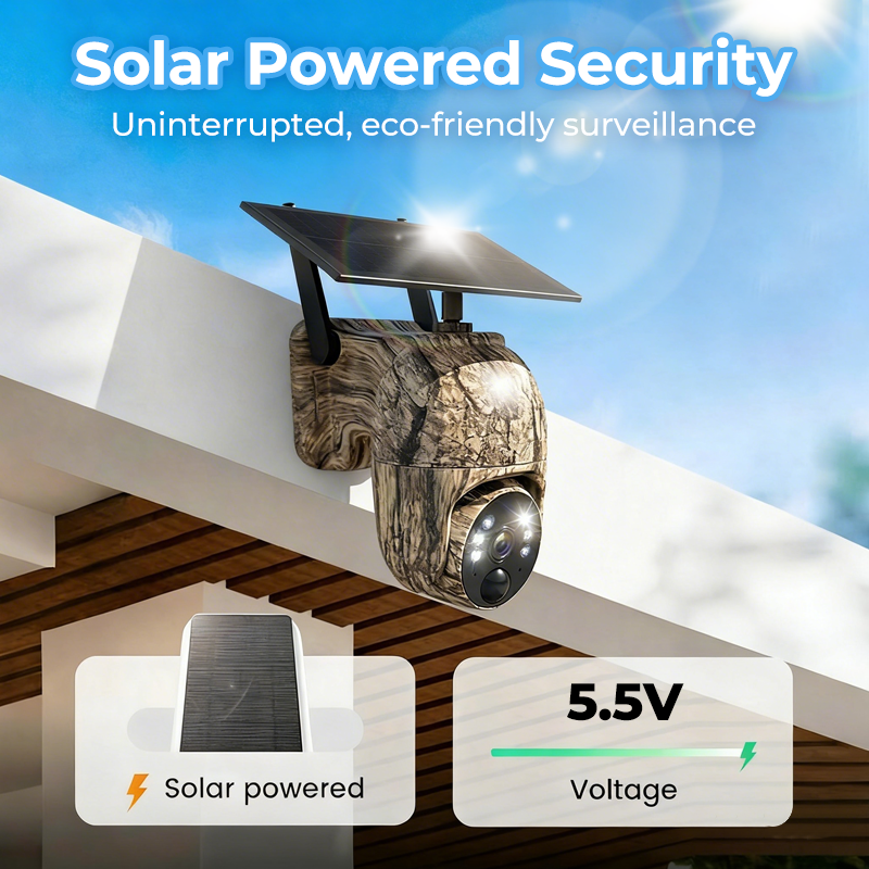 Solar PTZ Surveillance Camera with Solar Panel and Battery